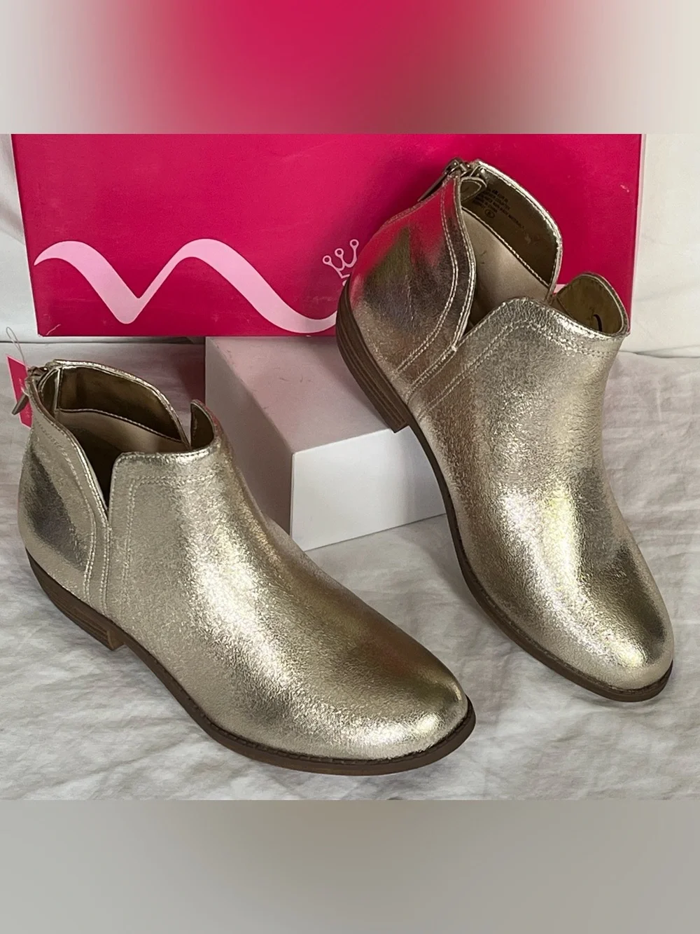 Nina Olympia Gold Ankle Boots Sz 4 BNWB